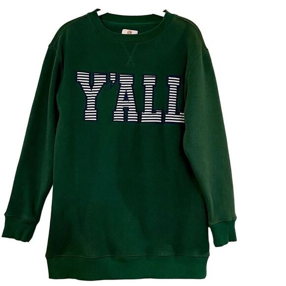 Marley Lilly Women’s Green Sweatshirt Tunic Y’all Size XXS / XS - Picture 1 of 7